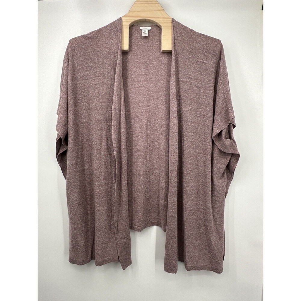 J. Jill Womens Size Marled Gray Linen Blend Open Front Cardigan Sweater plus
